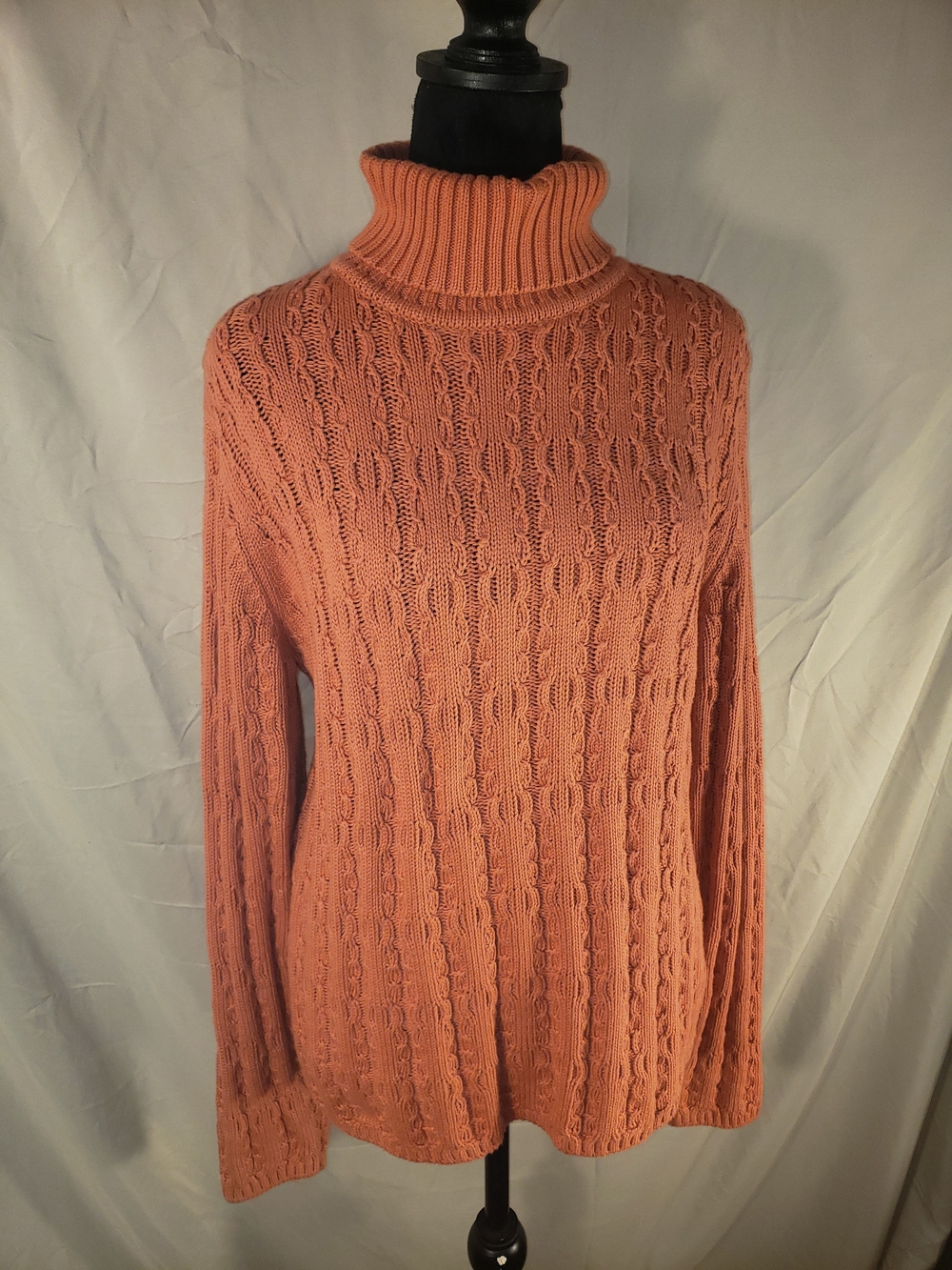 Talbots Coral Cable-Knit Turtleneck Sweater - XL